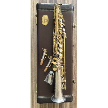 Sax Soprano Jupiter Artist Corpo Prateado com Chaves Douradas